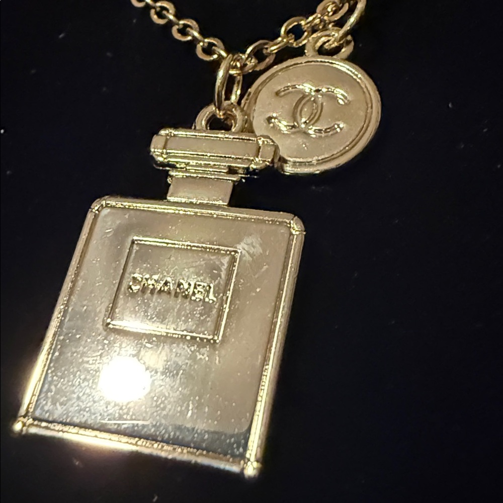 CHANEL Gold Perfume Pendant Necklace - Picture 2 of 3